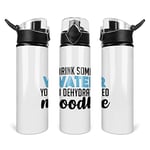 Water Bottle Flip Top Drink Bottle Funny Quotes Sports Bottles - Dehydrated Noodle - Banter Hydrate Exercise Eco Friendly Gym Juice - WBFT16