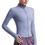 Workout Tops for Women Tank Tight Yoga Shirts Gym Clothes Quick-drying Zipper cardigan Running Exercise Gym t-shirts,Blue,L