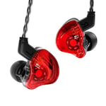 Yinyoo CCZ Melody in-Ear-Monitors Hybrid 1BA 1DD HiFi Écouteur Basses Profondes Écouteurs Intra-Auriculaires Légers IEM avec Câble 4N OFC pour Musicien/Batteur/Bassiste (Rouge, sans Micro)