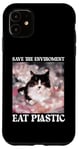 iPhone 11 Help Save the Environment: Eat Plastic – A Cute Cat Meme Case