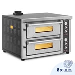 Royal Catering Elektrisk pizzaovn - 4+4 x 33 cm 2 kammer 8400 W 400 V ildleirestein