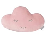 roba Coussin Décoratif pour Chambre d'Enfant en Forme de Nuage roba Style - 32 x 19 cm - Oreiller Bébé en Peluche - Visage Souriant Brodé - Rose Pastel