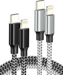 IDISON Cable iphone usb C 1M+2M -Lot de 2, Certifiés MFI Cable usb C vers Lightning Rapide 27W, 3A Tress és en Nylon usb C Cable iphone Compatible avec iPhone 13/12/11/Pro Max/XS/XR/X/8/7/7Plus/6s/6