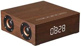 Speaker, Wooden Bluetooth Speakers Touch Control with Alarm 4 Speakers Stereo Sound Wireless Compatible MicroSD Flash Drive