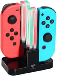 Station De Charge Pour Nintendo Switch Avec Indicateur Led, Chargeur Joy-Con 4 En 1 Avec Câble De Charge Usb C, Noir