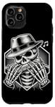 Coque pour iPhone 11 Pro Squelette amusant jouant harmonica joueur crâne blues musicien