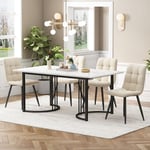 Ensemble table à manger avec 4 chaises, ensemble de table de cuisine moderne, table de cuisine 140x80cm avec pieds en métal noir, plateau en mdf