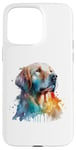 Coque pour iPhone 15 Pro Max Golden Retriever Coloré Pop Art Tie Dye Aquarelle