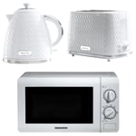 Daewoo Argyle Kettle Toaster and Microwave Set  800W 20L, 2 Slice, Jug White