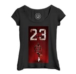 T-Shirt Femme Col Echancré Michael Jordan 23 Chicago Bulls Basket Superstar Goat