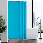 Furlinic Rideau Douche,120 x 200 cm,Tissu Lavable en Machine,Long,Turquoise,Anti Moisissure,Petit Rideaux de Bain avec 8 Crochets,pour Baignoire Angle,Polyester,Imperméable