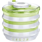 MPM MSG-06 Déshydrateur Alimentaire Électrique, Pliable, 6 Plateaux 30 cm, sans BPA, 2 Niveaux de Puissance, Sèche les Fruits, Légumes, Viande, Herbes, 400W, Blanc/Vert