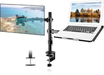 Suptek Monitor Arm with Laptop Tray, Desk Mount Stand with Notebook Tray, Fully