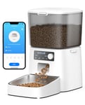 oneisall 3.5L Distributeur Croquettes Chat Automatique, WiFi Intelligent Mangeoire Automatique pour Chats, Contrôle APP, 1-10 Repas par Jour, Distributeur de Nourriture (3.5L WiFi Blanc)