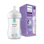 Philips Avent Biberon à Réponse Naturelle de 260 ml avec valve AirFree, sans BPA pour les bébés de 1 mois et +, motif éléphant (modèle SCY673/81)