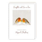 Christmas Card Daughter and Son-in-Law Robins - Cute Stylish Festive Xmas Card