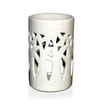 Zen'Arôme Fragrance Burner Fondant Scented Wax Diffuser Oil and Fragrance Candle Holder Lantern Aromatherapy Ceramic with Light Projection Height 11 cm Forêt Blanc