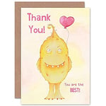 Wee Blue Coo Wee Wild Monsters Toby Thank You Best Heart Sealed Greeting Card Plus Envelope Blank inside Monstre Cœur