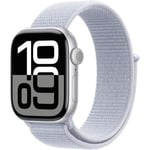 Apple Watch Series 10 GPS + Cellular - 42mm - Boîtier Silver Aluminium - Bracelet Blue Cloud Sport Loop