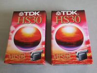 Lot de 2 Cassettes K7 TDK HS30 - NEUVES SOUS BLISTER Pour camescope Camera VHSC