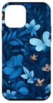 Coque pour iPhone 12 mini Bleu Art Déco Tropical Vintage Abeille Floral Motif