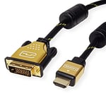 ROLINE Câble GOLD DVI HDMI I Câble d'écran Dual Link DVI D vers HDMI avec Ethernet et résolution 4K UHD I noir, 1m