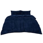 Brentfords Parure de lit en Polaire Ultra Douce, Confortable et Chaude avec Housse de Couette et taies d'oreiller pour lit King Size, Bleu