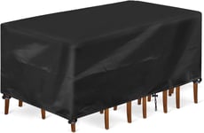 Housse De Protection Pour Table, Rectangulaire Housse Salon De Jardin Imperméable, Anti-Uv, 420d Oxford Tissu Housse De Table Chaise Meubles De Jardin Extérieure (250x210x90cm)