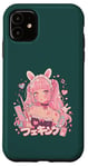 Coque pour iPhone 11 Anime Cat Girl Manga Hearts Kawaii Cute Holiday Valentines