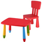 Wellhome - Table rectangulaire et chaise enfant en plastique solide et résistant - Rouge - Rouge