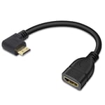 Mini HDMI to HDMI Adapter, HDMI to Mini HDMI Converter, Mini HDMI Male to HDMI Female Connector for Computer, Laptop, TV, Graphics Card, Camera, Tablet (Right Angle, 15cm)