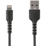 StarTech.com 2m USB A to Lightning Cable - Durable Black USB Type A to Lightning Connector Charge and Sync Charger Cord - Rugged w/Aramid Fiber - Apple MFI Certified - iPad Air iPhone 11 (RUSBLTMM2MB)