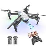 Wipkviey T6 drone avec camera HD 1080P - Avec vidéo en direct WiFi, maintien de l'altitude, Flip 3D, capteur de gravité, Contrôle gestuel, Commande vocale, drones Fpv pour enfants adultes débutants