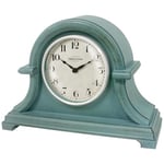 PRESENTIME & Co. Horloge de cheminée Vintage de Style Rustique Napoléon pour Bureau et étagère, 33 x 25,4 cm, lentille bombée, Mouvement à Quartz, Finition Bleu Sarcelle Vieilli (décoration de