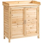 Outsunny Armoire de Jardin Remise pour Outils sur Pied Placard avec Double Porte et étagère Interne en Bois Massif Sapin pré-huilé dim. 83L x 40l x 92H cm Naturel