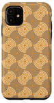 Coque pour iPhone 11 Beige Brown Cream Circle Ring Discs Curve Zen Art Pattern