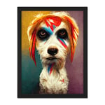 Doppelganger33 LTD Aladdin Sane Ziggy Stardust Terrier Dog Fun Quirky Painting Artwork Framed Wall Art Print 18X24 Inch