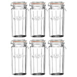 Kilner 6pc 1.8Litre Glass Storage Airtight Food Preserving Facetted Clip Top Jar