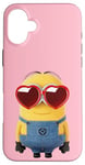 Coque pour iPhone 16 Plus Minions Cute Bob In Love Heart Shaped Glasses Portrait