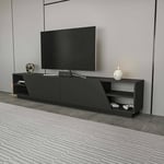 Dmora - Meuble TV Nyx, Buffet de Salon, Armoire Basse pour TV, Base Murale de Rangement, 240x37h47 cm, Anthracite