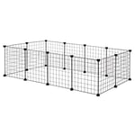 EUGAD Lapin Enclos Intérieur, Cage Modulable, DIY Parc Cochon d'Inde, Clapier Métallique Noir, Clôture Réglable, Panneaux Grillagés pour Petits Animaux Domestiques, Chiot, Chaton, Cavia