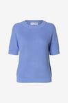 Selected FEMME - Tröja slfElinna New SS Knit Top - Blå