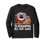 Sleighing All the Way Christmas Family Cat Funny Xmas Long Sleeve T-Shirt