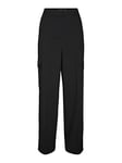 Vero Moda Vmzelda HR Pantalon Cargo Droit Noos, Noir, 40 W/34 L Femme