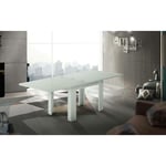 Table à manger avec ouverture pour livre, Made in Italy, Console de cuisine auxiliaire, Table extensible, 90x90h75 cm, Couleur Mélèze blanc brillant,