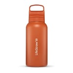 LifeStraw Go Series — Insulated Stainless Steel Water Filter Bottle for Travel and Everyday Use Removes Bacteria, Parasites and Microplastics, Improves Taste, 1L Kyoto Orange