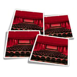 4x Square Stickers 10 cm - Cinema Seating Movie Theatre Film  #44616