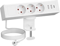 Multiprise De Table Avec 2 Ports Usb Et 1 Port De Type C, Multiprise À 3 Prises Avec Interrupteur, Câble De 1,8 M, Multiprise De Bureau À Pince Pour La Maison, Le Bureau