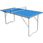 Table de Ping Pong Mini 1500 Basic Portable Bleu Ping Pong de Table Cadre Robuste Aluminium, Protections Angles Tennis de Table Pliable, Rangement