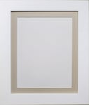 FRAMES BY POST Metro White Picture Photo Frame with Light Grey Mount 50 x 70cm For Pic Size A2 (Plastic Glass)